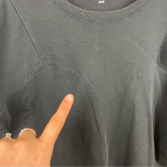 Lunya Pima Long Sleeve Crew T-shirt Womens Size Small Black Thumbholes Lounge - Picture 9 of 10